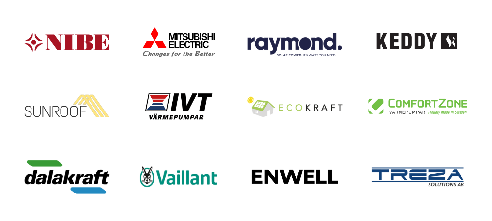 Logotyper för energismarta utställare på Hem & Villamässan.